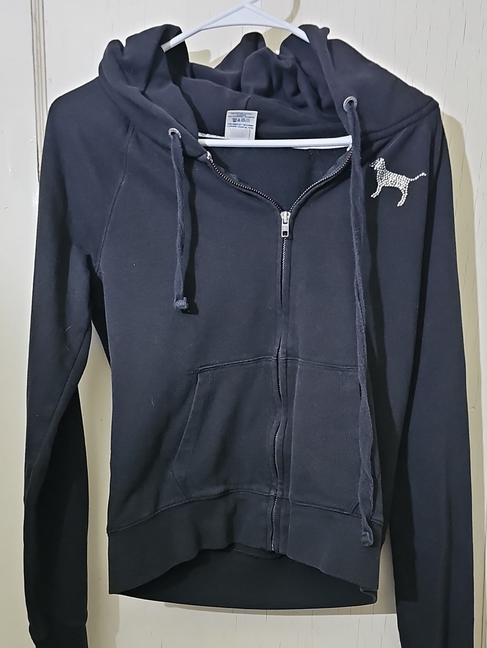 Womens Victoria's Secret PINK Zip-Up Hoodie with Rhinstone Back